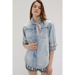 238. Pilcro Drapey Denim Shirt Jacket Blue Small